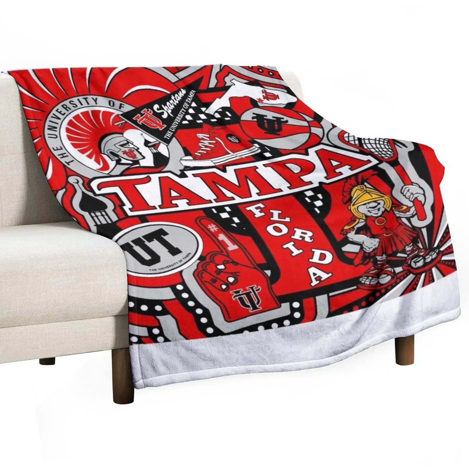 Tampa Collage Throw Blanket Warm Luxury Designer Designers Plaid Blankets