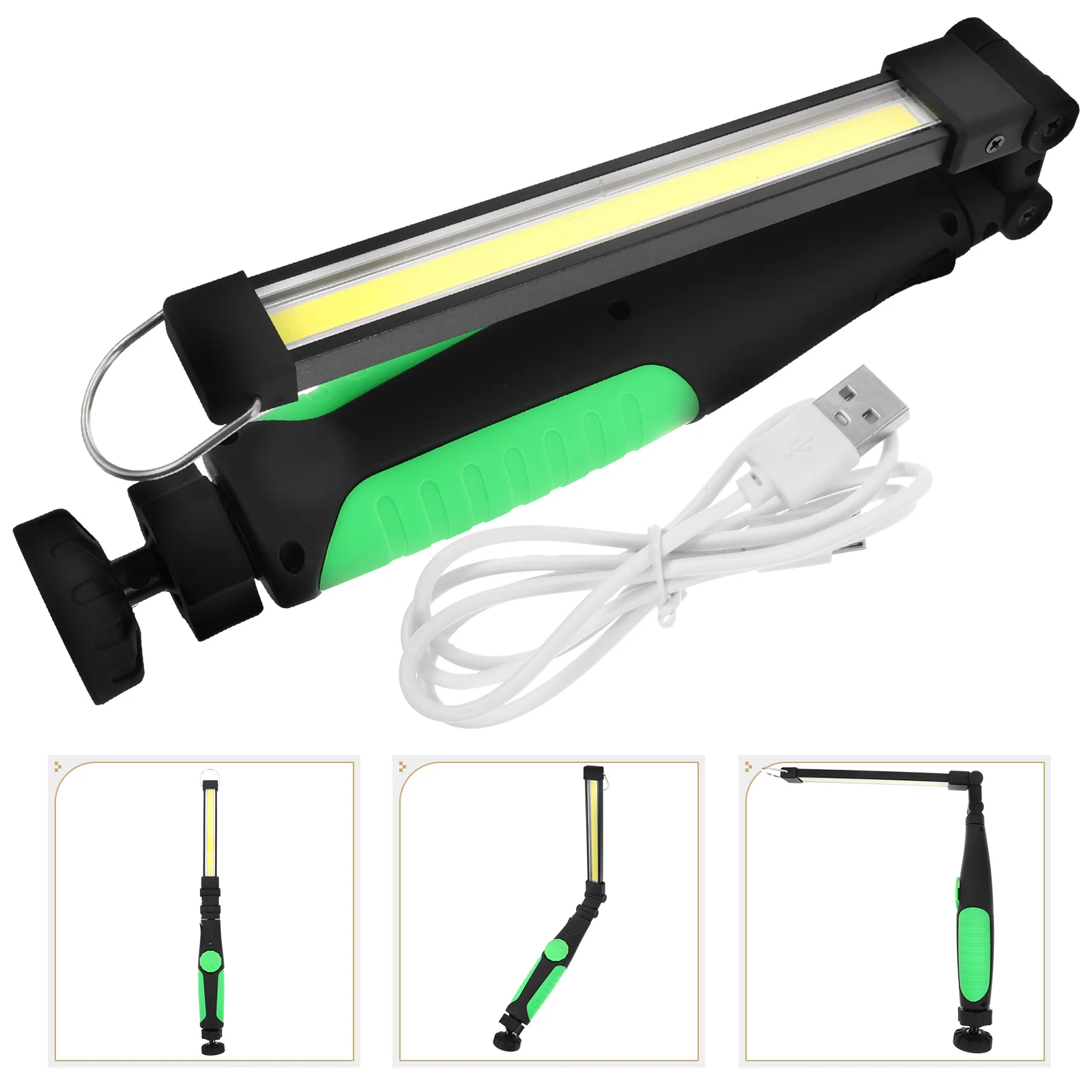 

【Green】Usb Rechargeable Cob Led Flashlight Rotatable Magnetic Work Light For Car Maintenance Camping Emergency Repair Light