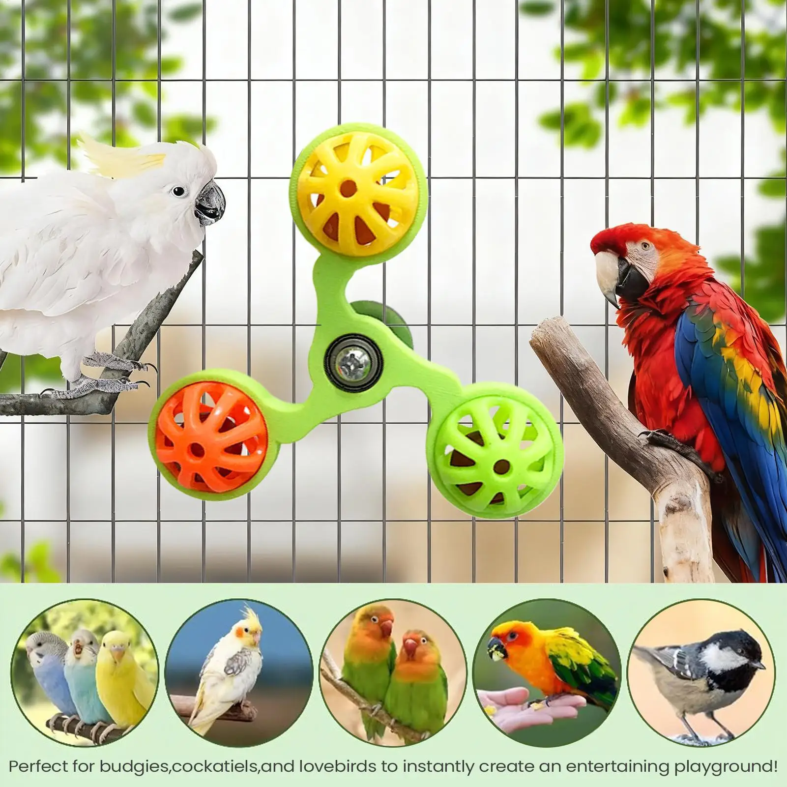 Parrot Toys Interactive Rotating Windmill Toy Bird Cage Toy For Parrots Rotating For Stimulation Entertainment Play Chewing