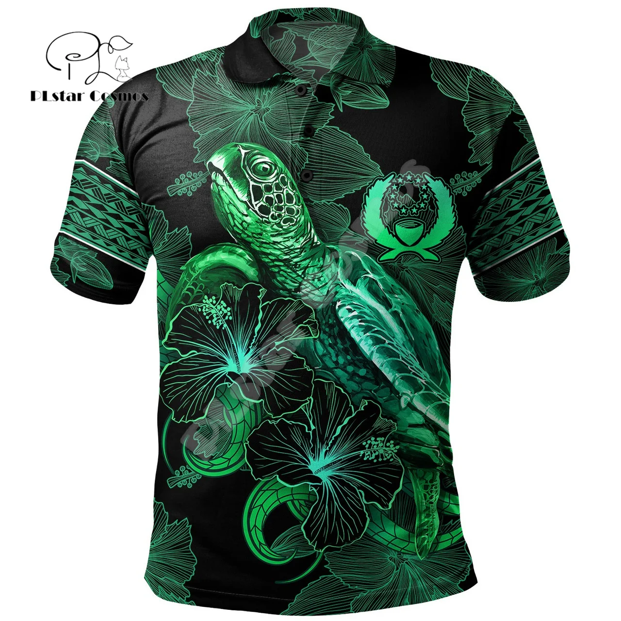 

Polynesia Culture Island Country Pohnpei Tribal Colorful Turtle Tattoo Retro 3DPrint Summer Harajuku Polo Shirts Short Sleeves E