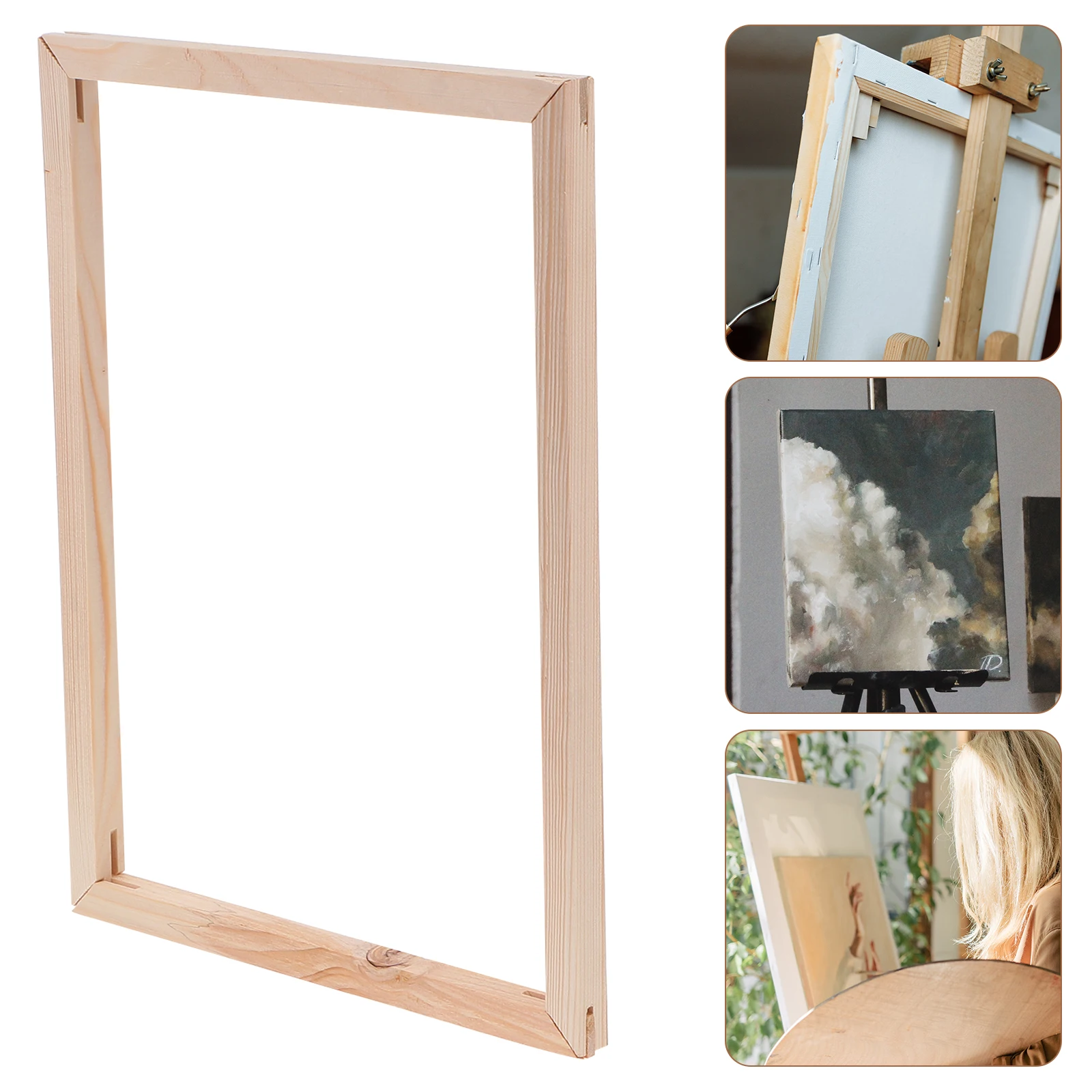 

1 set 1 Set Oil Painting Frames Solid Wooden Canvas Frame Display Rack Easy Install Smooth Surface Durable Diy Arts Accessory