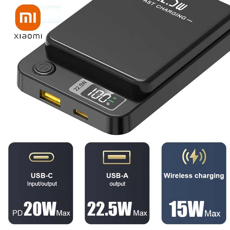 Xiaomi Magnetic Power Bank 200000mAh Large Capacity Magsafe 22.5W Wireless Fast Charger Portable Battery for iPhone 15 16 17