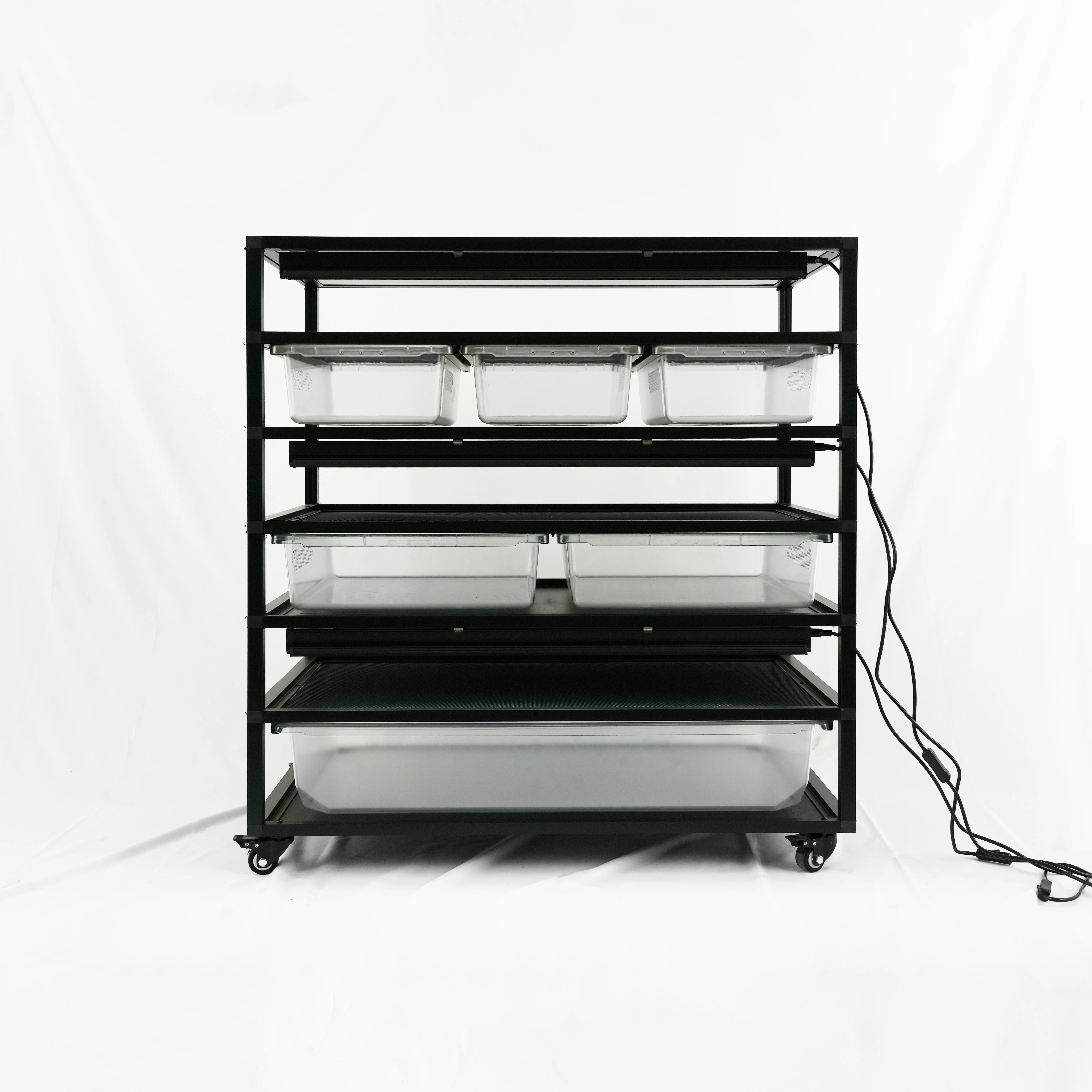 

Reptile Breeding Square Enclosure 60x30x13cm, Stackable Rack System Thermostat, Ideal for Fertile Eggs and Small Pets