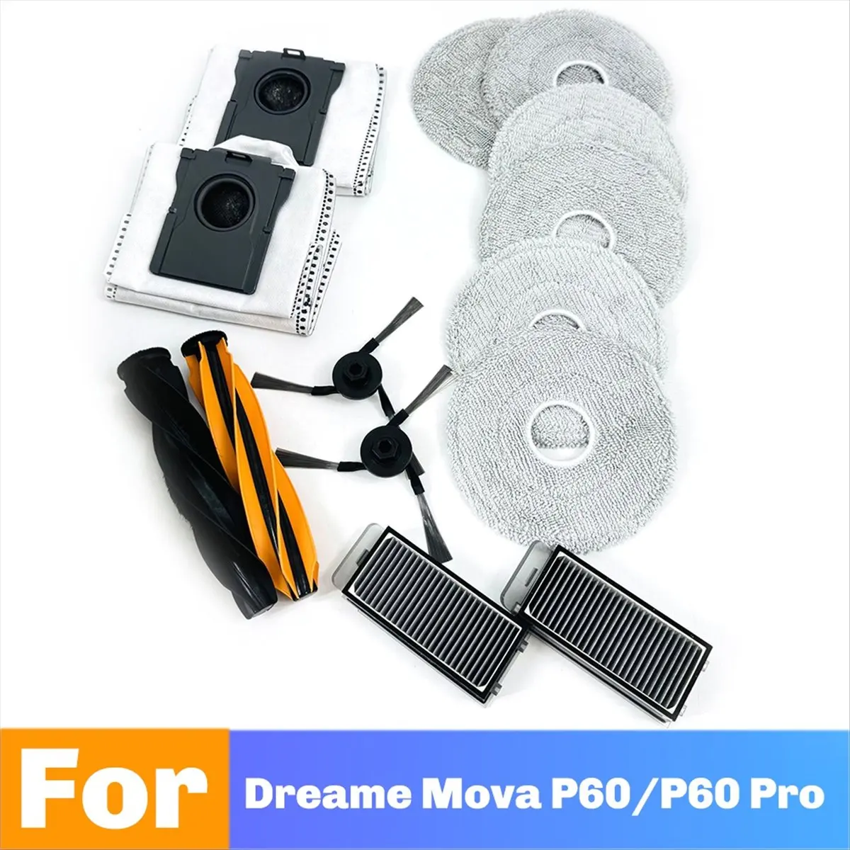 2026 Trend For P60/P60 Pro Sweeping Machine Cleaning Kit Double Roller Brush/ Side Brush/ Filter /Dust Bag /Mop Rag