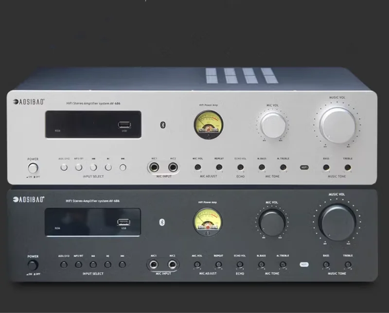 AV-686 300 واط * 2 توشيبا أنبوب بلوتوث الألياف محوري USB ميكروفون MIC صدى ستيريو Hifi المنزل كاريوكي KTV المرحلة مضخم الصوت