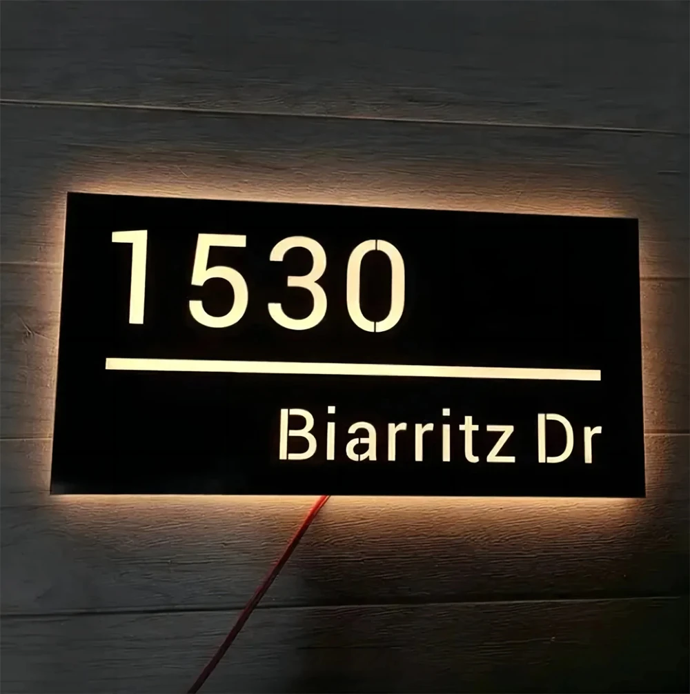 personalizado moderno led casa numero endereco sinal placas de porta ao ar livre placa iluminada personalizada home apartment hotel e escritorio 01