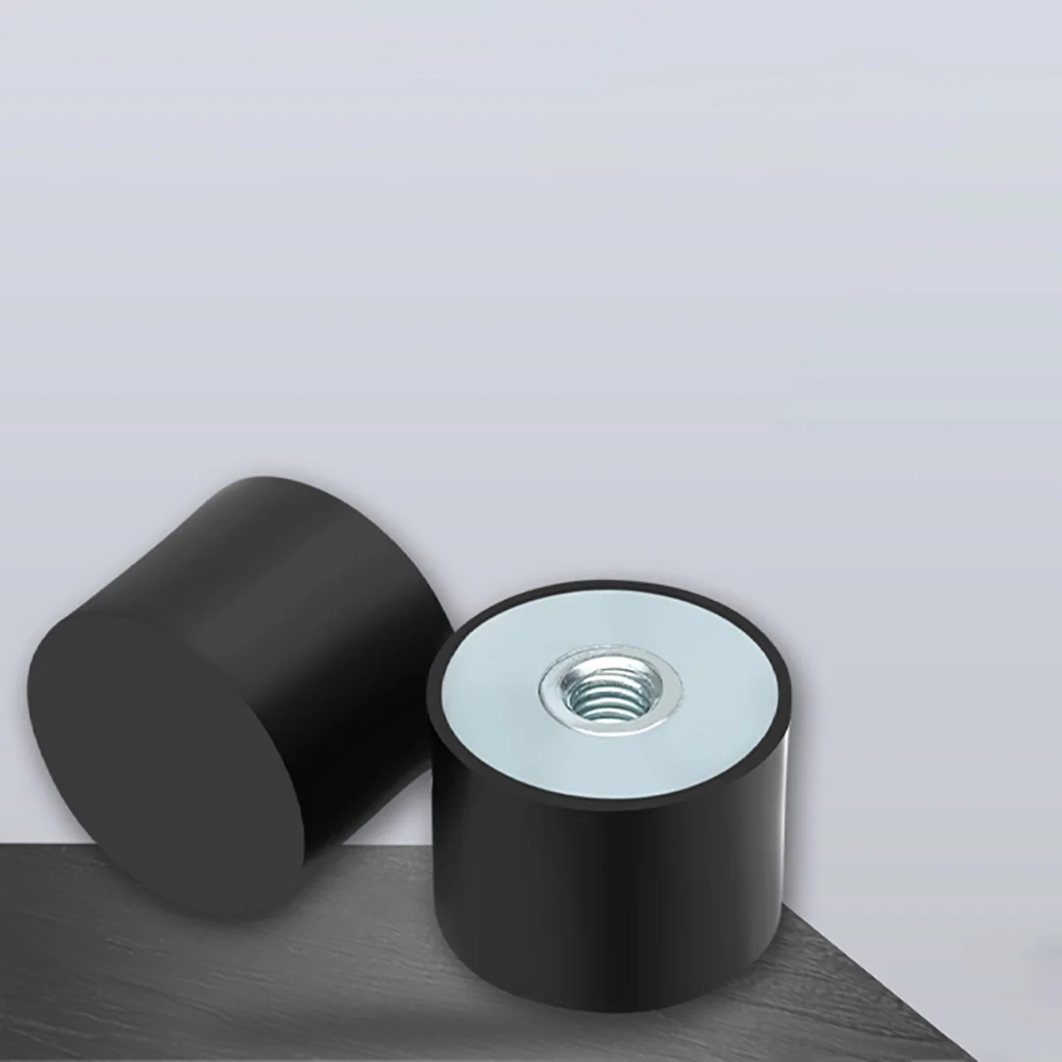 Rubber Shock Absorber / Cylindrical Flat Rubber Internal Thread Machine Shock Pad / Cushion Shockproof Column Rubber Block