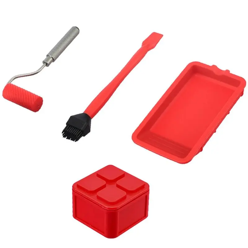 

Силиконовый ролик для нанесения клея ABGH с алюминиевой ручкой и поддоном для деревообработки и художественных работ