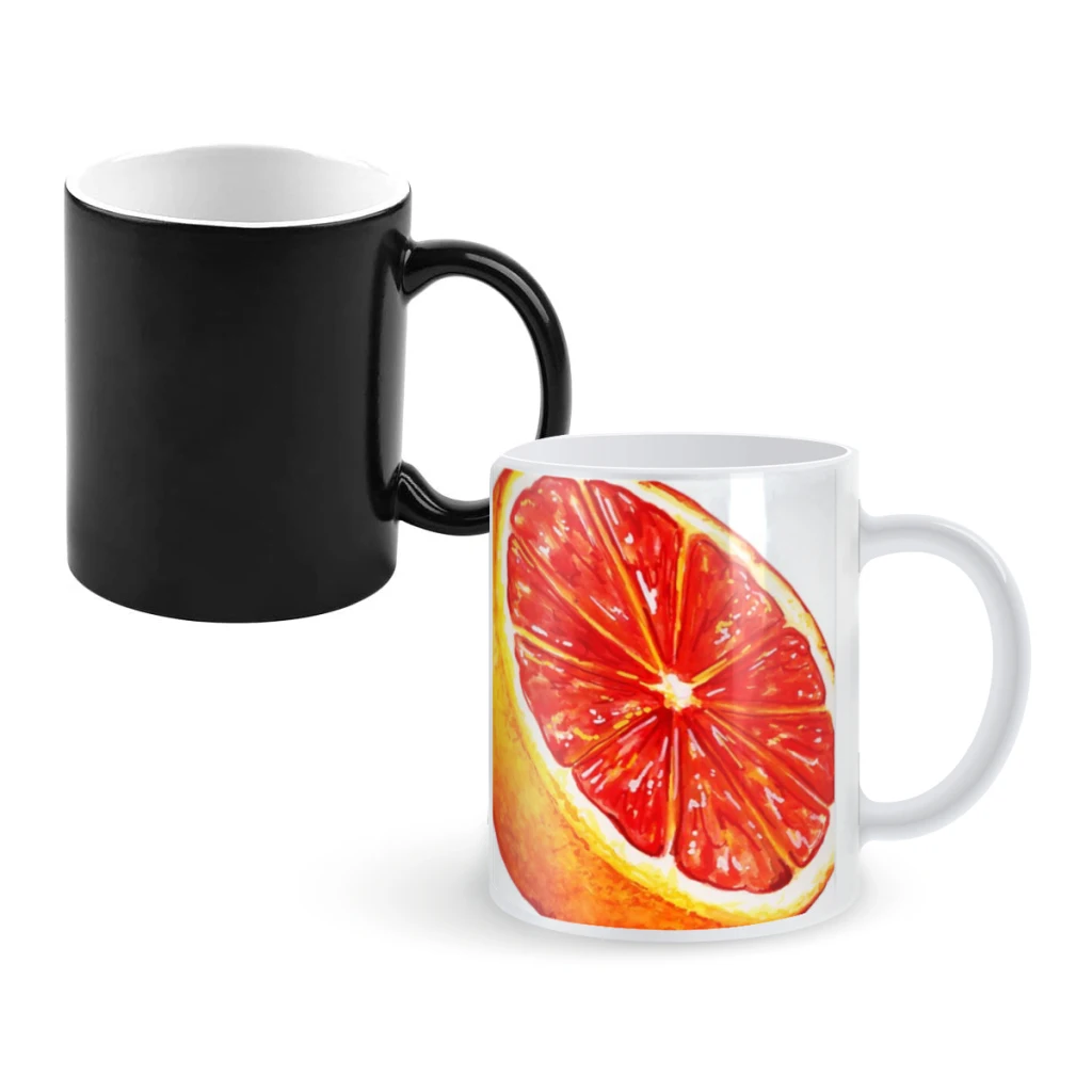 

Grapefruit Pattern - BlackCoffee Mugs And Mug Creative Color Change Tea Cup Ceramic Milk Cups Novelty Gifts