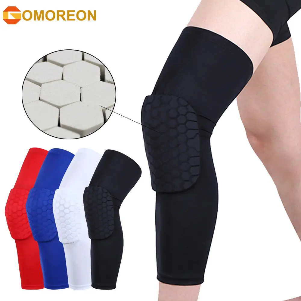 1Pcs Knee Compression Pads Honeycomb Pad Long Leg Sleeve Brace Protection for Basketball, Football & Volleyball