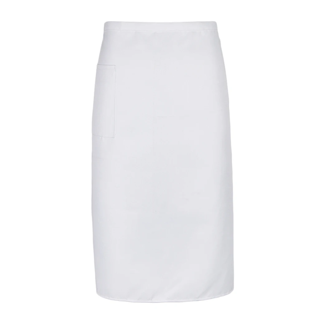 New Half Length Long Waist Kitchen Apron Catering Chefs Hotels Servers Uniforms - White/Black