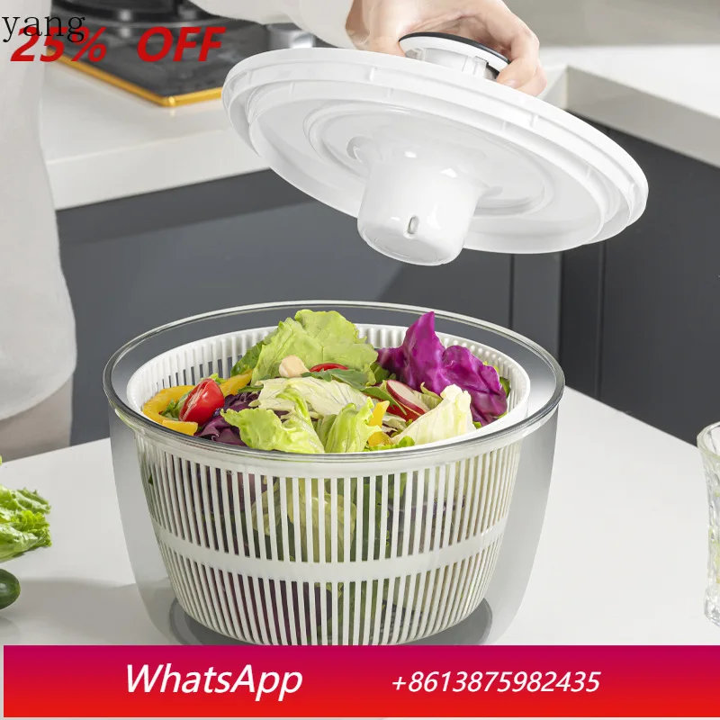 

LMM Household Manual Salad Dryer Fruit and Vegetable Swing Water Vegetable Basket Washing Fruit Drain Artifact