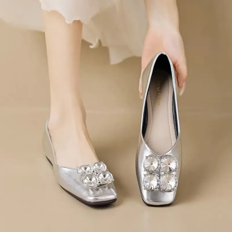 Rhinestone Woman Flats With Crystals Diamond Shoes For Women Lastest Young Social Hot Trendy Popular Luxury Brand Non Slip On