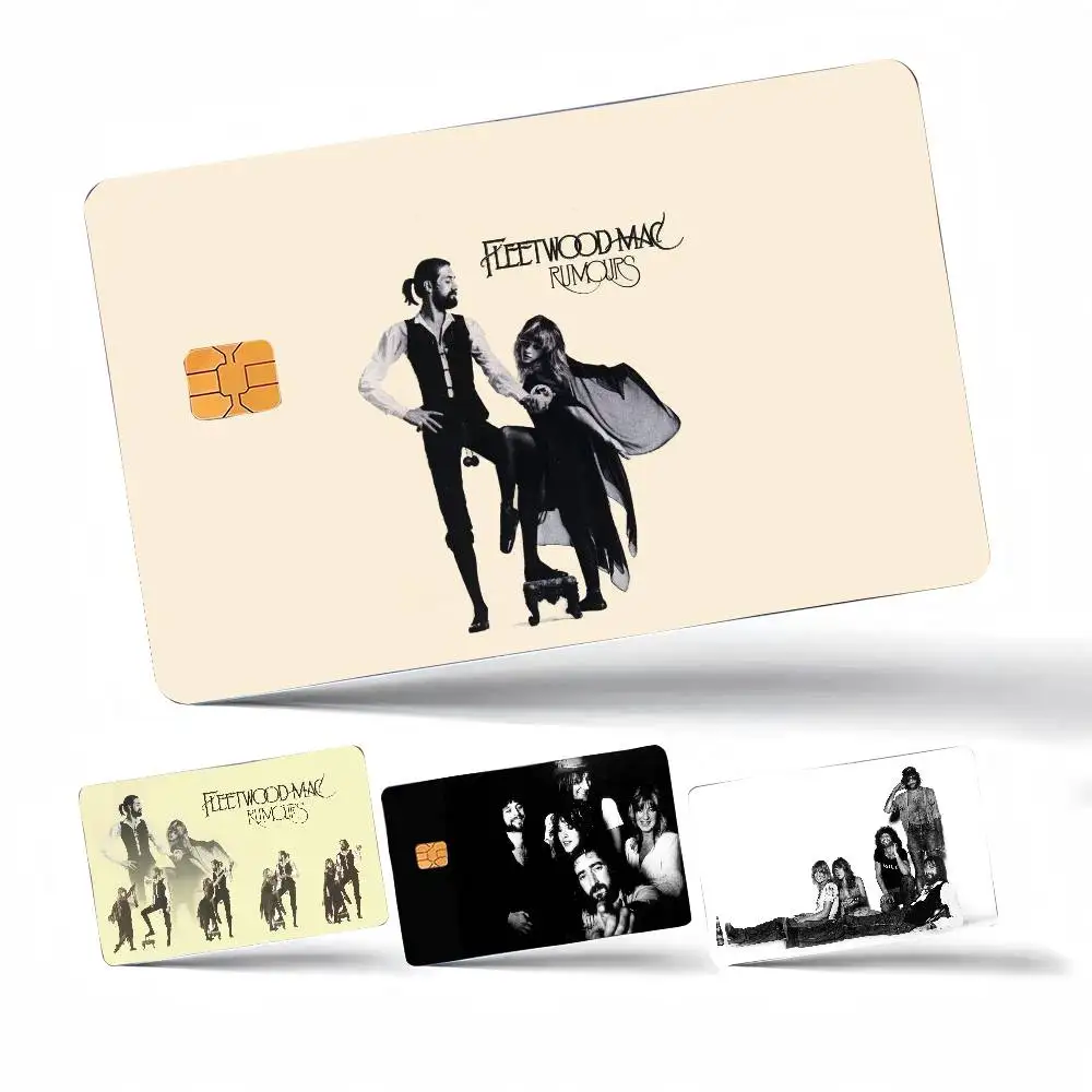 70er-Jahre-Rockband Fleetwood Mac Musik Anime 4-teiliges Set Aufkleber-Folie für Kreditkarten, Debitkarten und Bankkarten Vorderseite