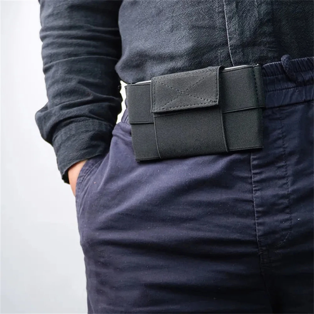 Black Mobile Phone Bag Unisex Outdoor Running Portable Sports Purse Fitness Mountaineering Horizontal Elastic Bag Waistbags