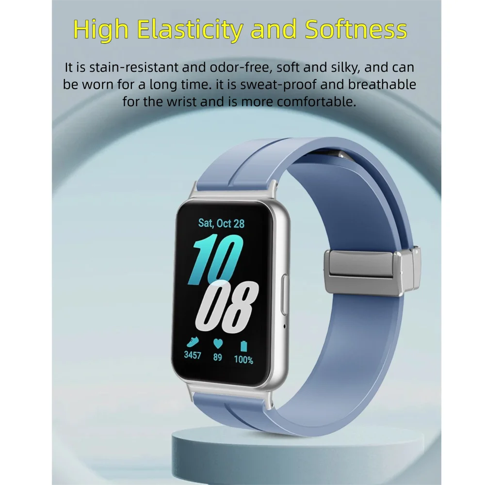 حزام سيليكون + مشبك مغناطيسي قابل للتعديل لهاتف Samsung Galaxy Fit3 Fit 3 ملحقات حزام الساعة الذكية الرياضية خفيفة الوزن Correa