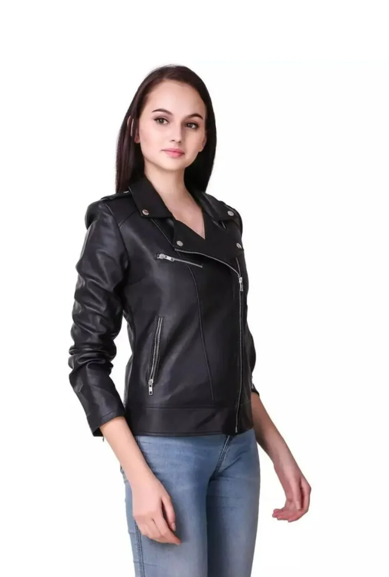 Black Leather Jacket for Women's Biker Jacket Leather Cropped Jacket  Leather Jacket Women Leather Jacket Women