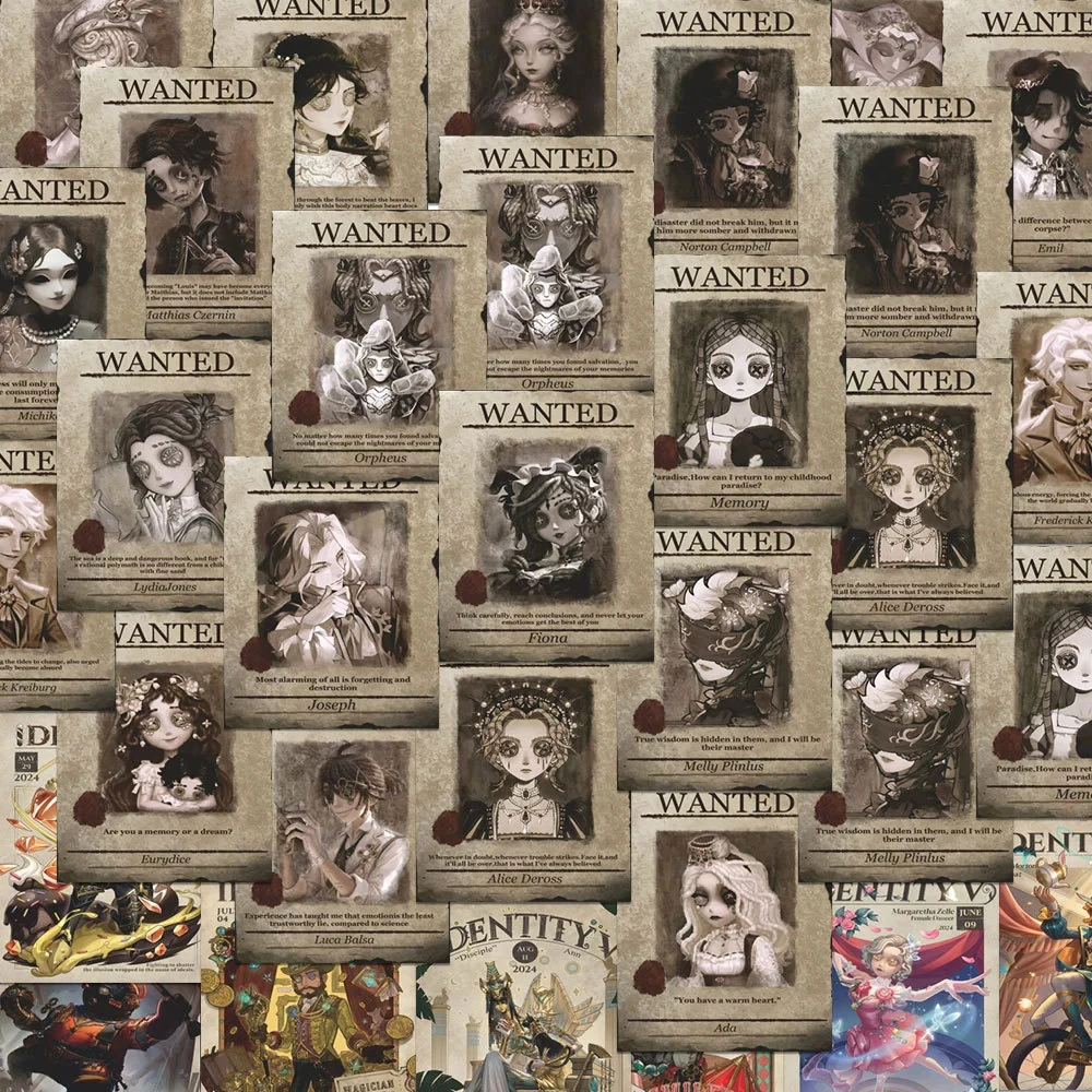 

10/30/64pcs Identity V Game Wanted Poster Stickers Cartoon Sticker DIY Laptop Suitcase Phone Funny Graffiti Decals for Kids Toy