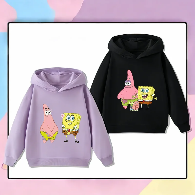 

Potdemiel Cute SpongeBob and Patrick Star Kids Hoodie Boys and Girl Clothing Autumn and Winter Warm Children's Hooded Sweatshirt