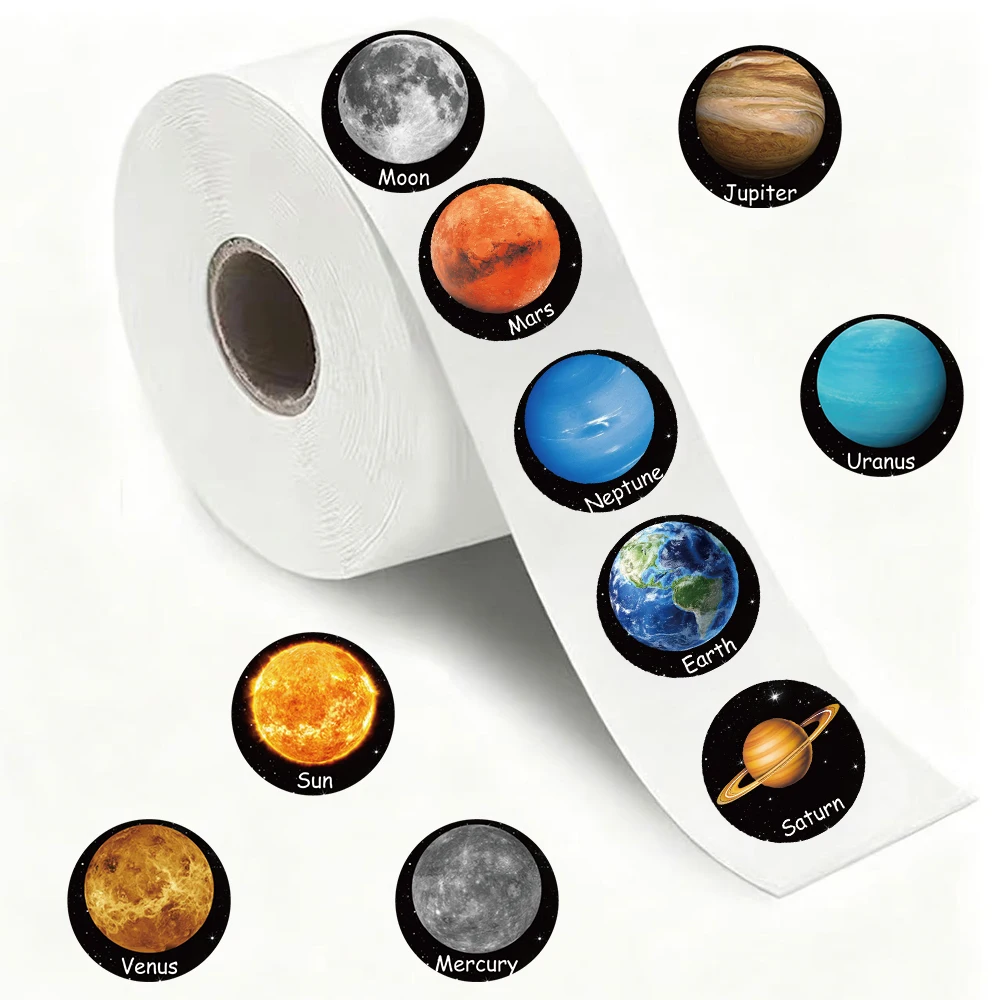 500PCS Planet Series Roll Stickers, 10 Pattern Styles, Decorative Helmets, Luggage, Envelopes, Waterproof Stickers