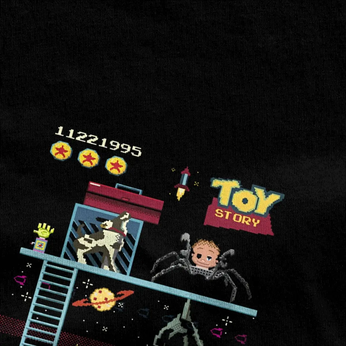 Pixar Toy Story 8-Bit Video Game Scene 100 Cotton T Shirts Hip Hop Tee Shirt for Couple Classic Custom DIY Short Sleeve Top Tees