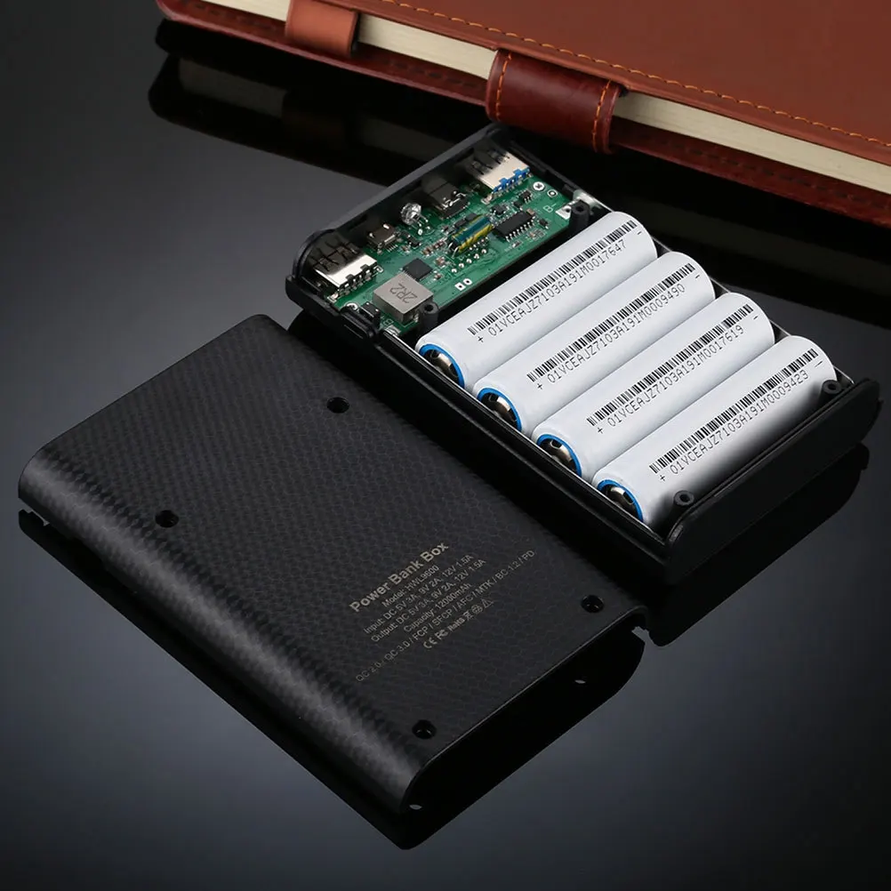 

4 Slots Rechargeable Case For 18650 Power Bank Diy Portable Durable Led Indicator Overcharge Protection Phone