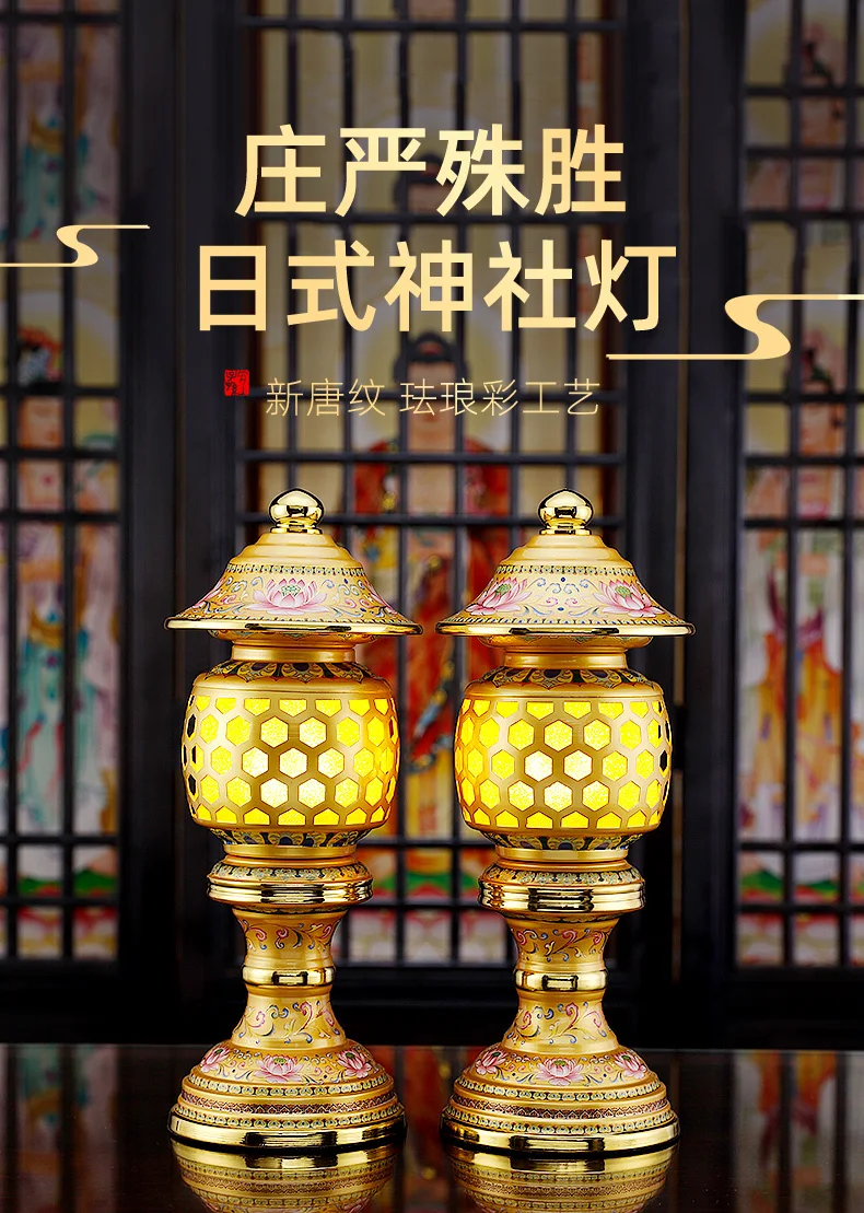 زوج 2 قطعة البوذية عالية الجودة معبد المنزل ضريح العبادة جلب الثروة المال حسن الحظ بوذا إله الثروة مصباح 28 سنتيمتر #4