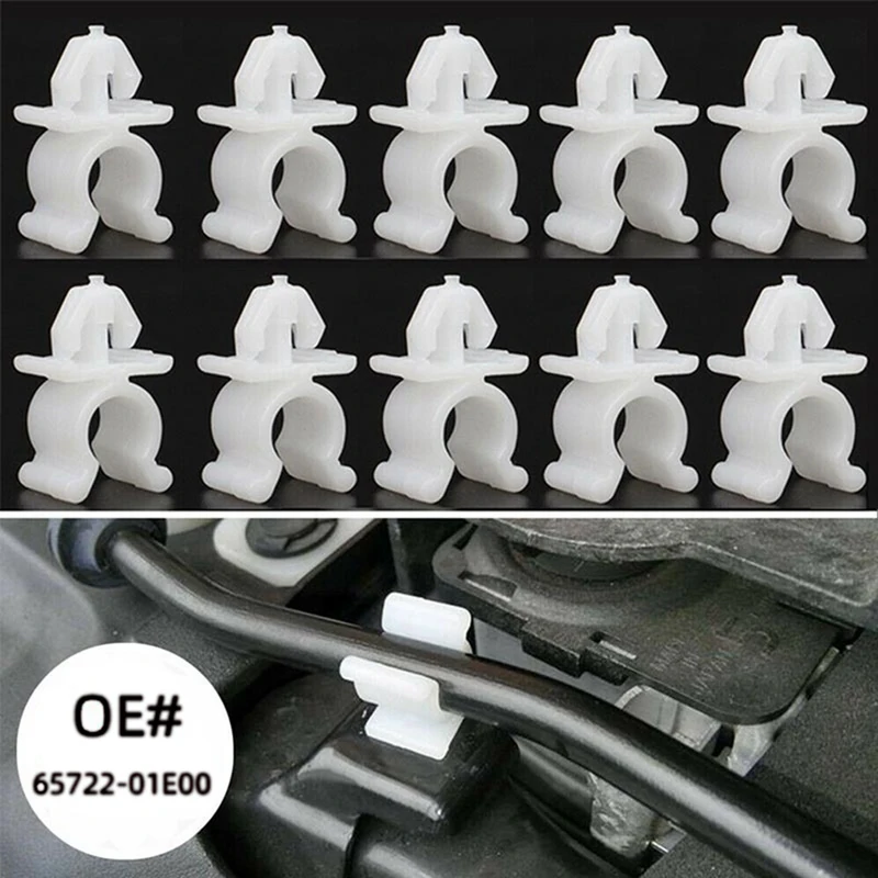 10Pcs Car Fasteners Hood Support Rod Support Clamp Fixtures For Nissan Pathfinder Navara Skyline T30 R32 R33 65722-01E00