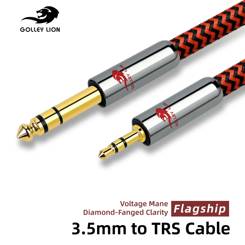 Cable de Audio Estéreo Balanceado de 3.5mm Macho a 6.35mm TRS Macho, Cobre Libre de Oxígeno para Mezclador, Amplificador, Altavoz, Interfaz de Grabación