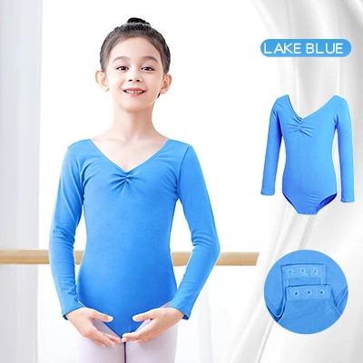 Leotardos de Ballet para niños y niñas, traje de gimnasia de manga larga, leotardo de baile de otoño sólido, vestido de Ballet, ropa de entrenamiento de baile