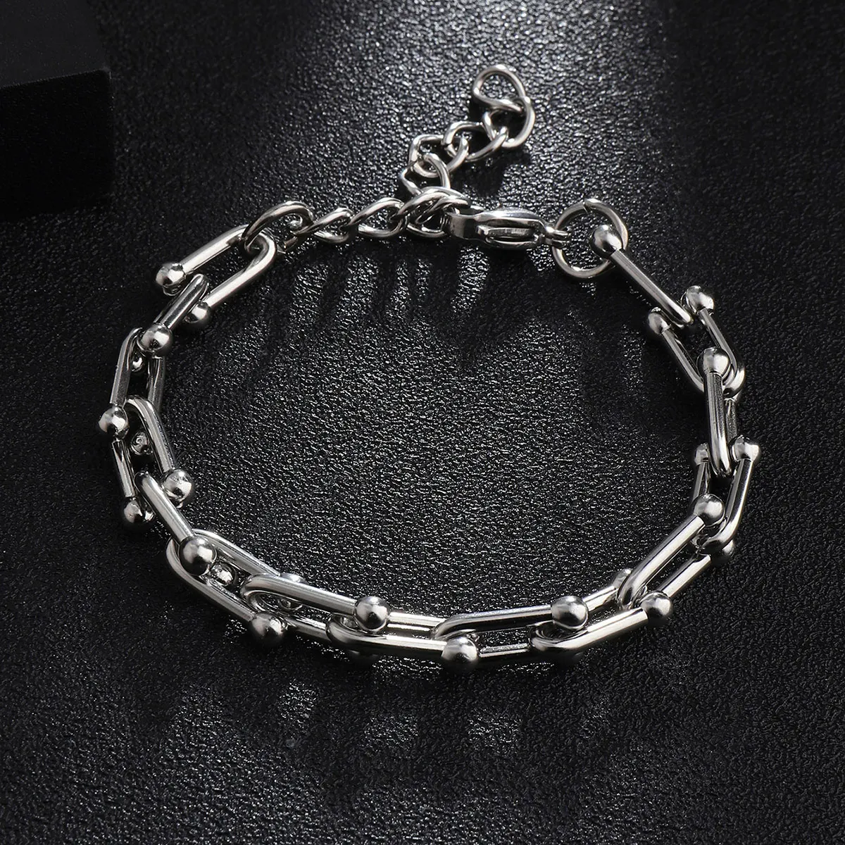 Stainless Steel Hip Pop U Shaped Chain Bracelet Fashion Women Men Jewelry Gifts Accessory