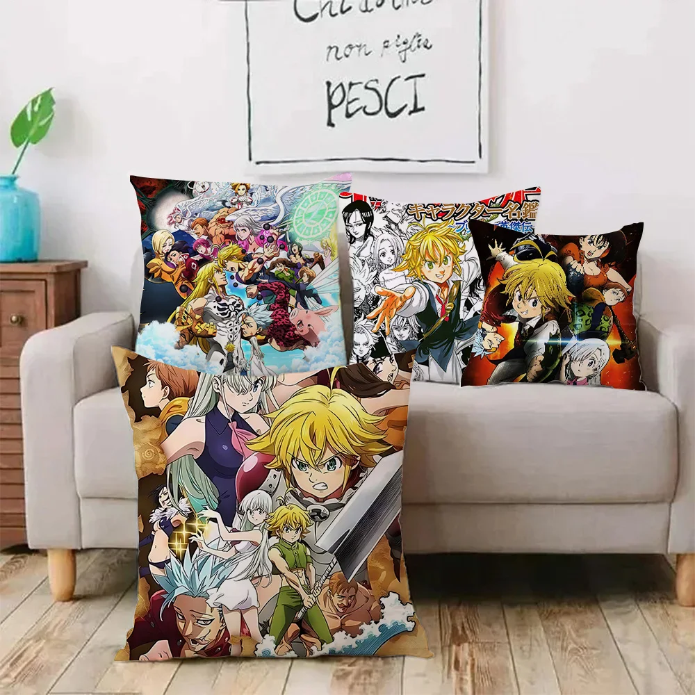 7 D-Deadly S-Sins Pillow Covers Cartoon Sofa Decorative Home Double-sided Printing Short Plush Cute Cushion Cover