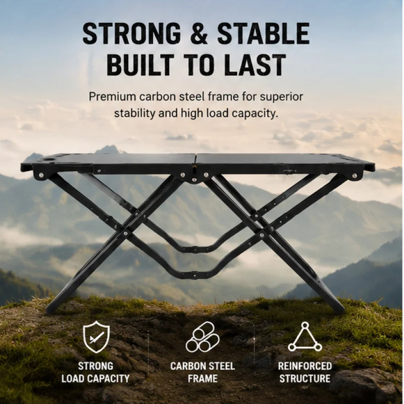 Portable Camping Picnic Table Foldable Design With Hollow Edge And Hanging Space Lightweight And Easy To Carry Outdoors