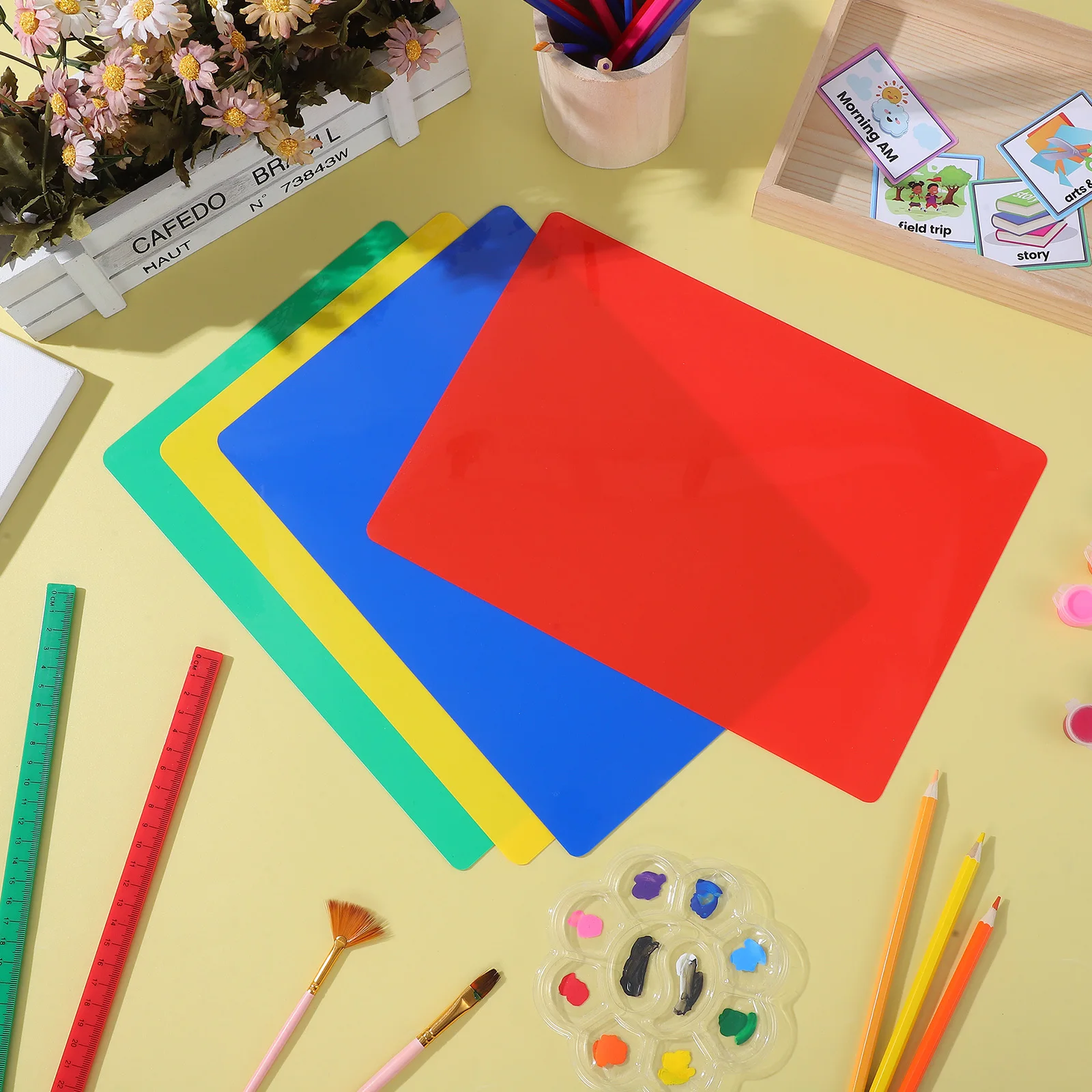 8 pçs placa de corte de argila de polímero reutilizável artesanato esteira para crianças diy argila fazendo almofada ferramentas seguras conjunto plástico cerâmica arte esteira