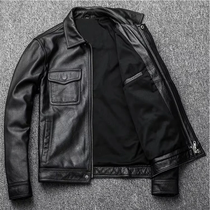

M-3XL Spring Autumn Cool Luxury Black Soft Light Pu Leather Jacket Men Zipper Casual Mens Jackets and Coats Fashion