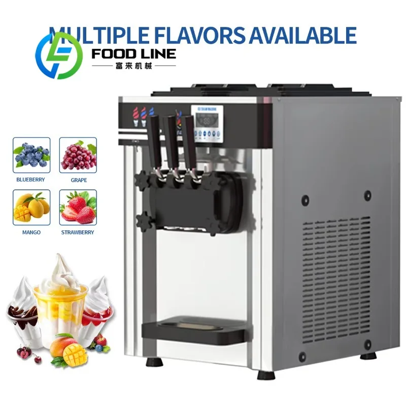 Soft Serve Ice Cream Machine Stainless Steel Food Grade Body Rust Resistant For Long-Term High Humidity Beverage Environment