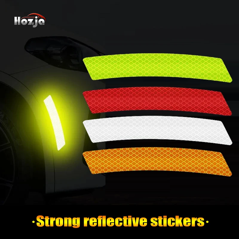 

8PCS Car Reflective Stickers Wheel Arches Reflective Warning Strip Tape Secure Reflector Stickers Decals Strong Reflectivit