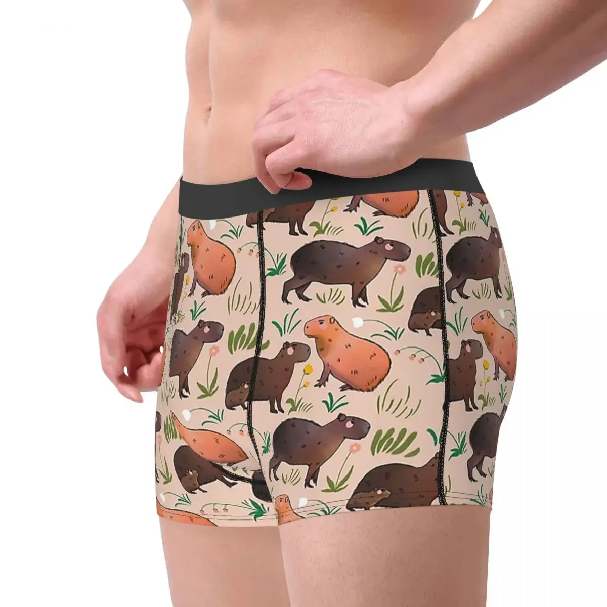 Novelty Boxer Capybara Cute Green Animal Pattern Shorts Panties Men's Underwear Breathable Underpants for Homme S-XXL