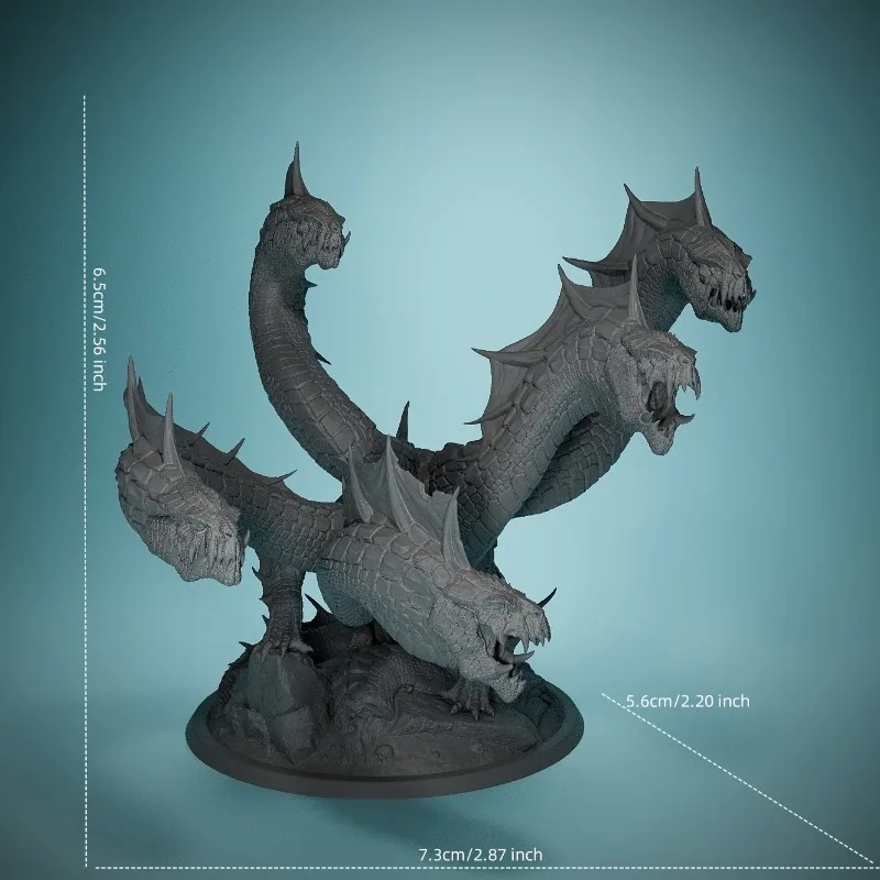 Estatueta em miniatura Hydra de 2,56 polegadas - Modelo DIY de resina ABS pintável para personalização - Acessório ideal para D&D, aficionados