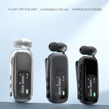 2024 ビジネス クリップ イヤホン ハンズフリー Bluetooth V5.4 LCD ディスプレイ ワイヤレス ヘッドセット コール ノイズ キャンセリング ヘッドフォン ロータス