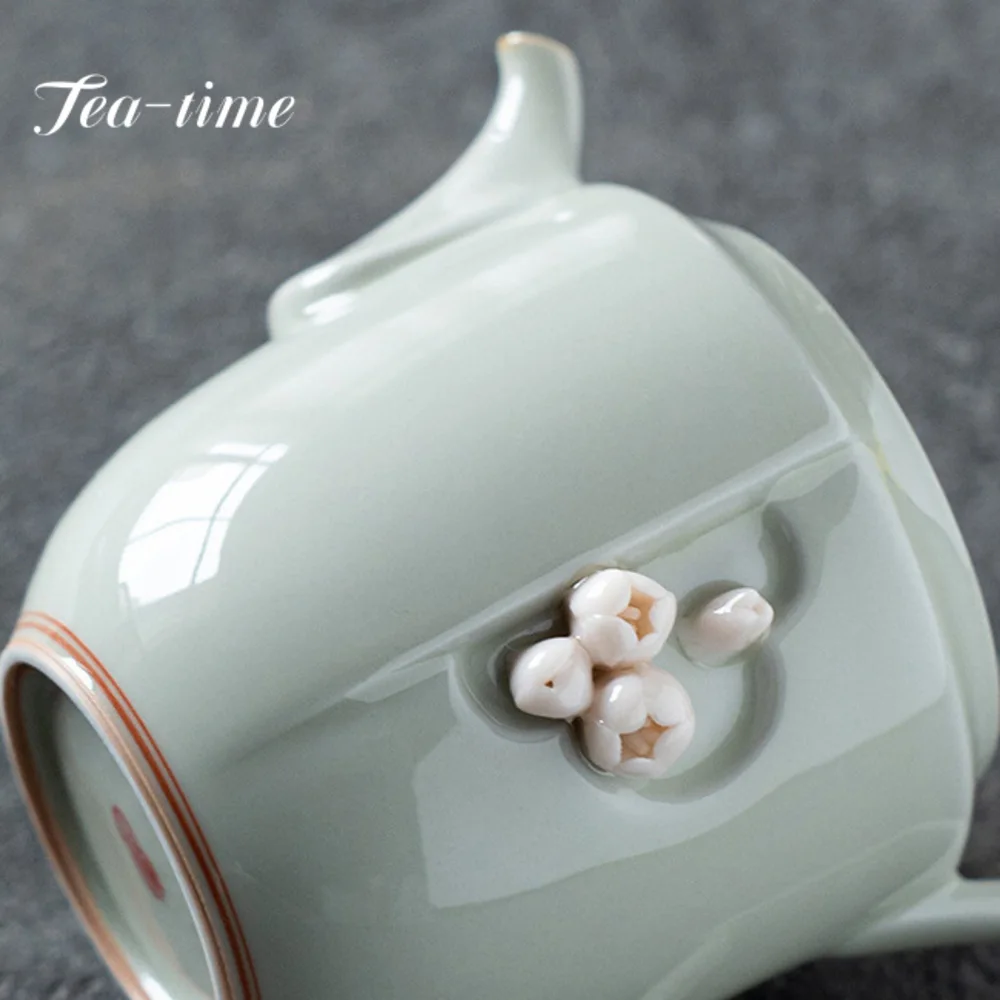 Retro Ice Table Gray Glaze Ceramic Teapot Handmade Flower Pot Household Creative Tea Making Kettle Chinese Tea Set Collection