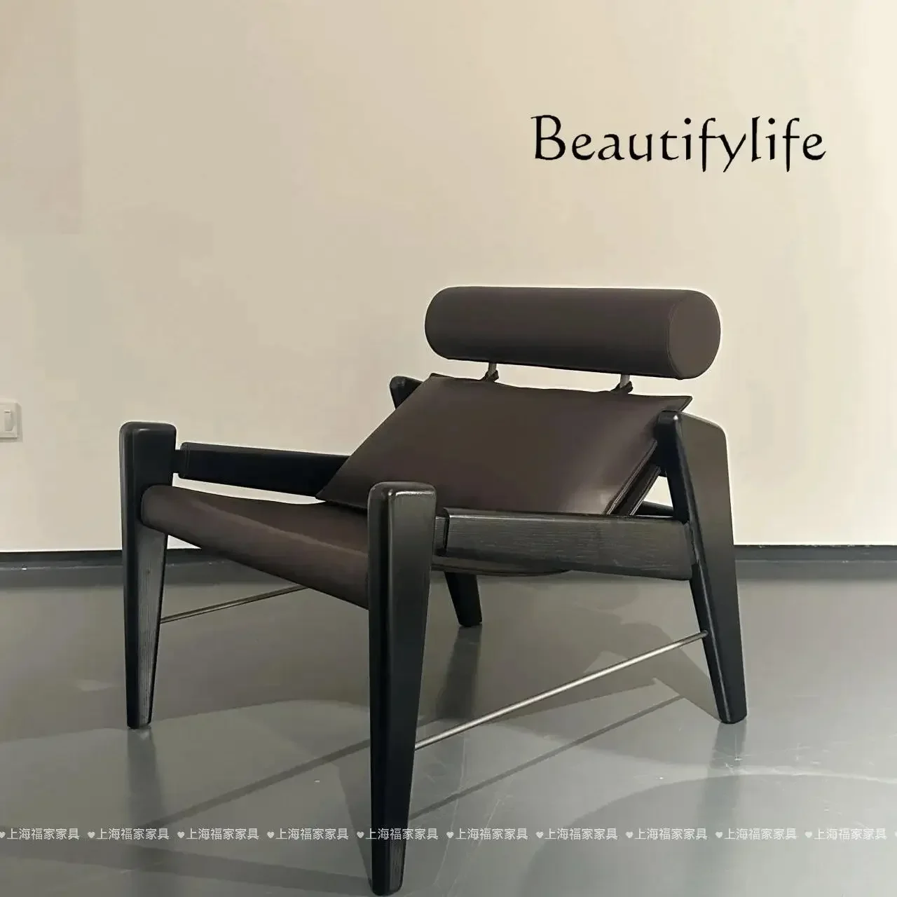 A44 KZ European light luxury art solid wood sofa chair living room balcony leisure chair Nordic designer creative single sofa