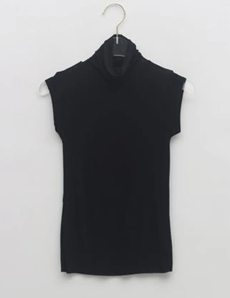 Korean Dongdaemun 2026 Spring Summer Slim Fit Tops Sexy Mock Neck See-through Women T-shirts Sleeveless Basic Versatile Tees