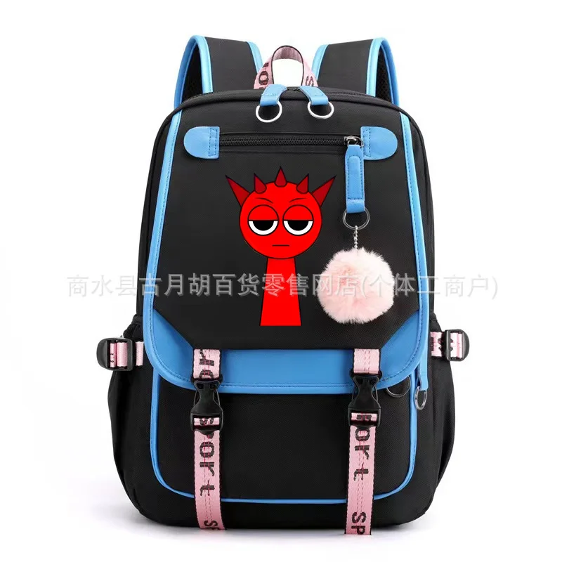 Sprunki Backpack Children\'s Cartoon Anime Backpack Plush Wenda Shoulder Bag Halloween Backpack Oren Christmas Gift Vineria