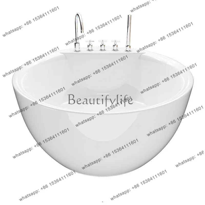 

Bowl-type large round can be with cylinder faucet, the store recommends hotel household acrylic independent large bathtub 073