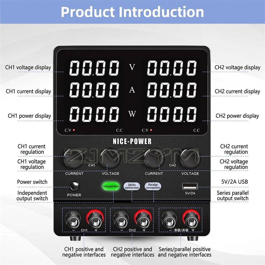 SPS305-2KD Dual DC Stabilized Power Supply 30V 10A  Adjustable Channel 60V Digital Bench Power Source Multiple Series Parallel