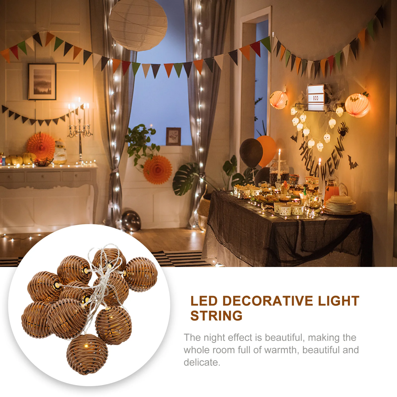 1Set LED Decorative Lamp String Simulation Rattan String Light Light Decoration Warm Atmosphere