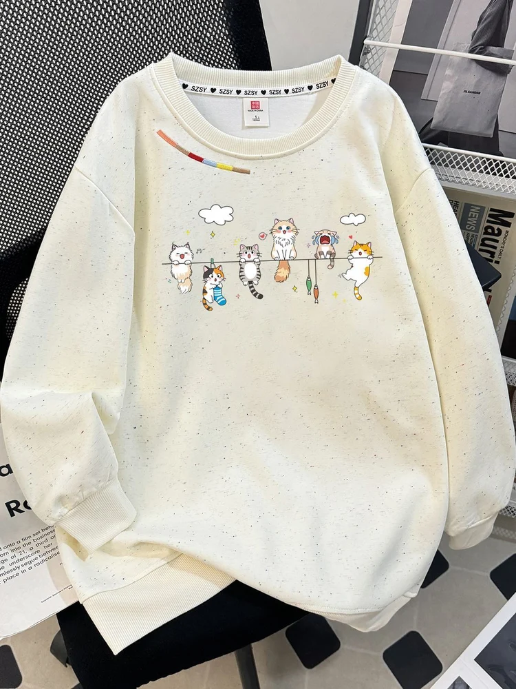 

plus Size 300 Pou Fat MM Cartoon Dot Embroidery Print Long Sve Hoodie Slimming Trendy Women's Sweatirt