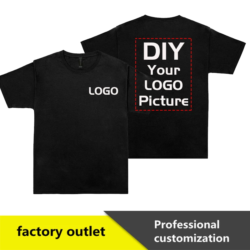 180g Diy Your Design Men\'s T-shirts Summer New Round Neck Solid Color 100% Cotton Shirts Casual Custom Brand Plus Size XS-3XL