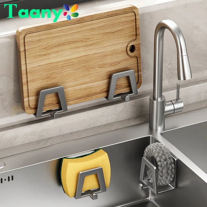 Kitchen Sponge Sink Cover Holder, Wall Mounted Cutting Board, Kitchen Wall Hooks, Multifunctional Pot Lid Storage Rack